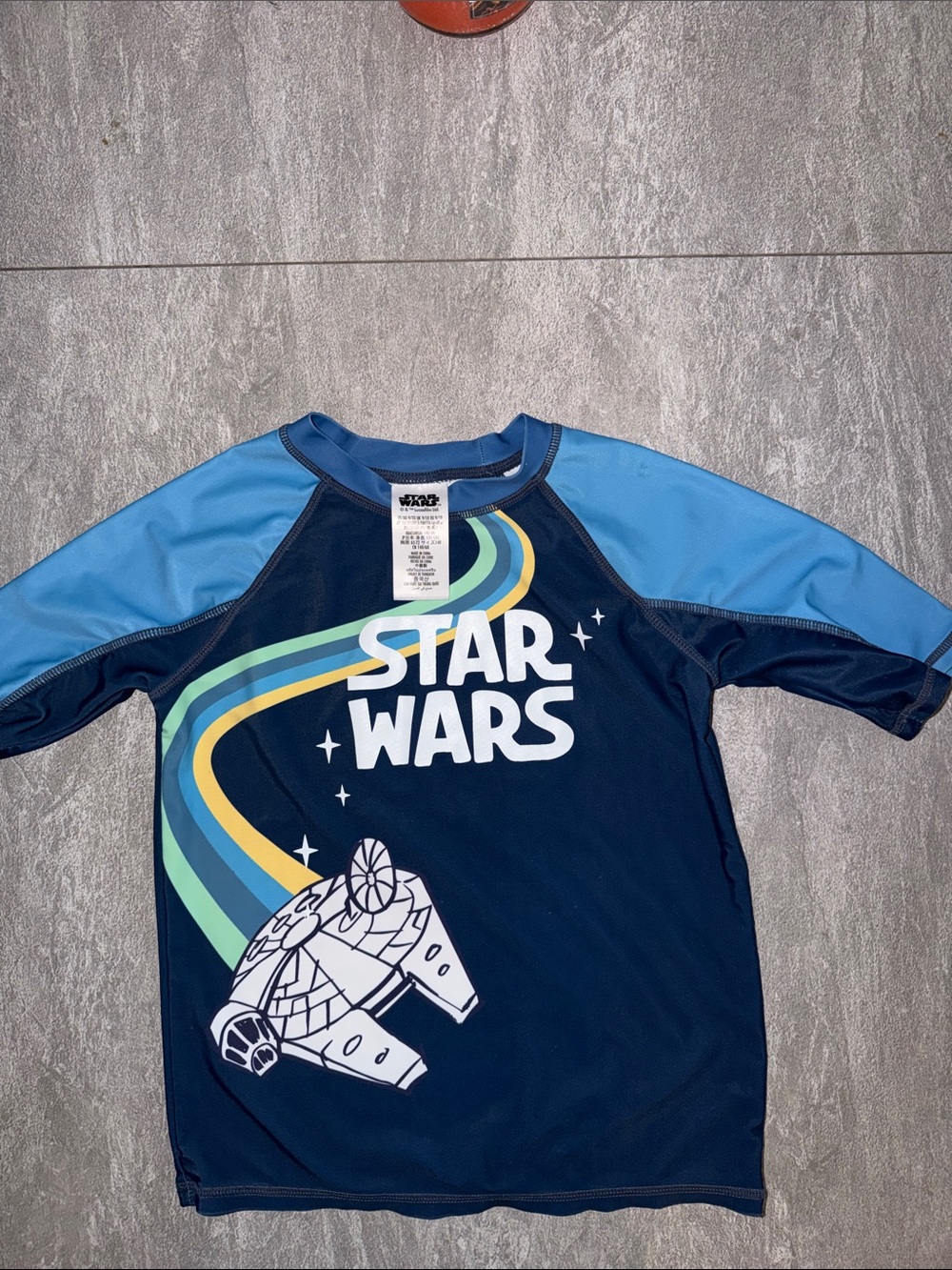 Star Wars Navy, Light Blue & Yellow Kids Swim Rashguard